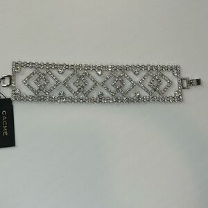 NWT CACHE Silver Crystal Tennis Bracelet